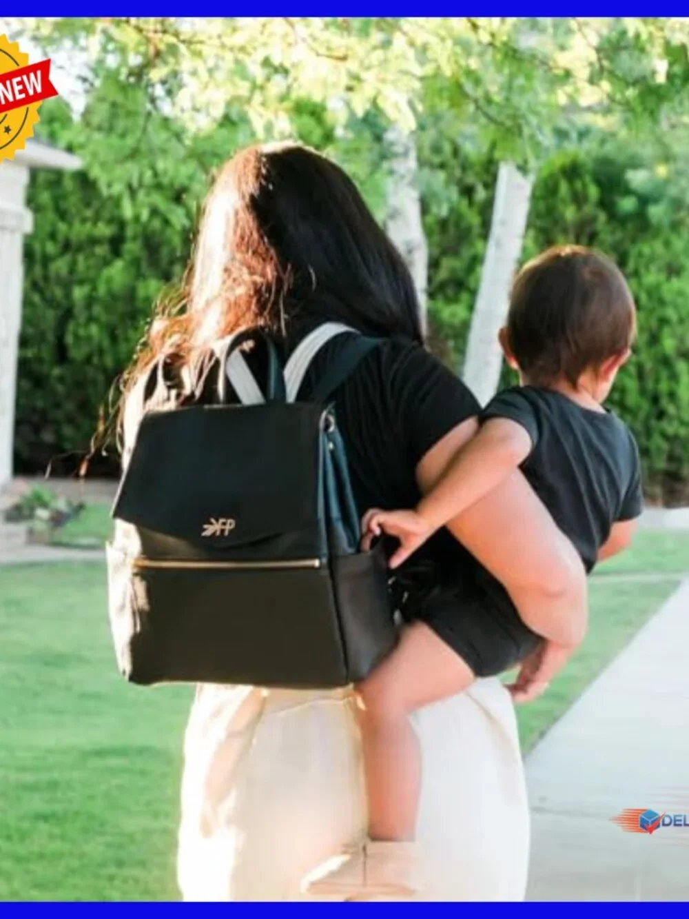 Premium Vegan Leather Diaper Backpack with Changing Pad, Compact & Lightweight - Picture 4 of 6